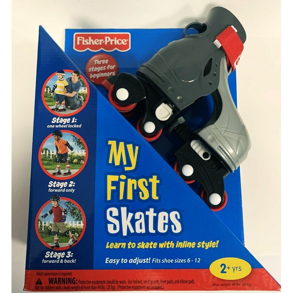 NEW Fisher-Price My First Skates Grow With Me 1 2 3 Inline Roller Skate Sz 6-12